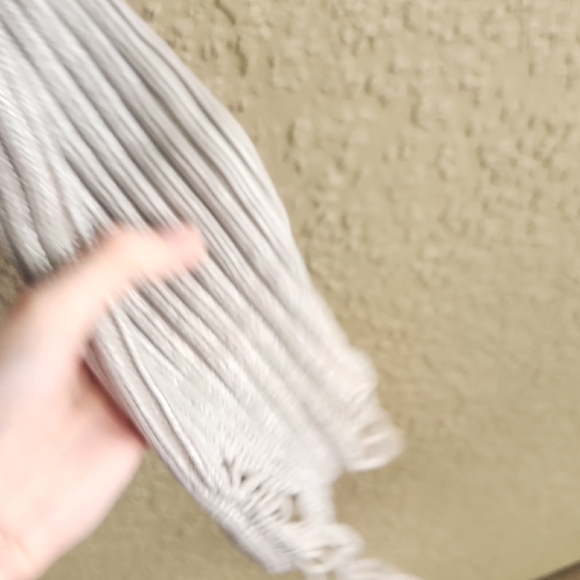 Zara Ribbed Distressed Sweater Metallic Silver - Picture 5 of 9